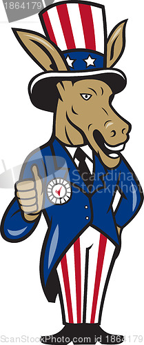 Image of Democrat Donkey Mascot Thumbs Up Flag