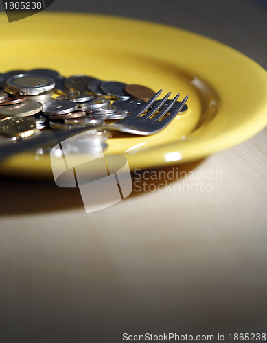 Image of Euro coins in a plate