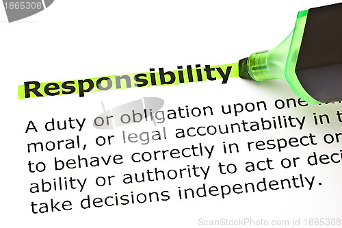 Image of Responsibility highlighted in green