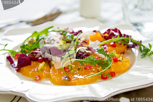 Image of Orange with radicchio and Pomegranate salad