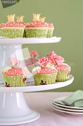 Image of Wedding cupcakes on tiered cakestand