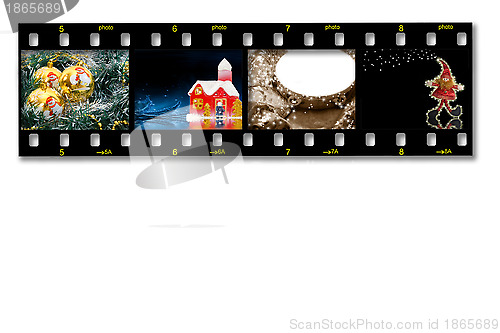 Image of 35mm slide film with Christmas photos