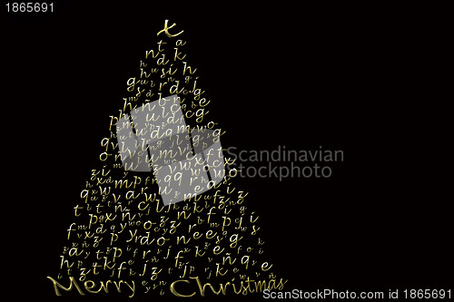 Image of elegant Christmas card, fir gold letters