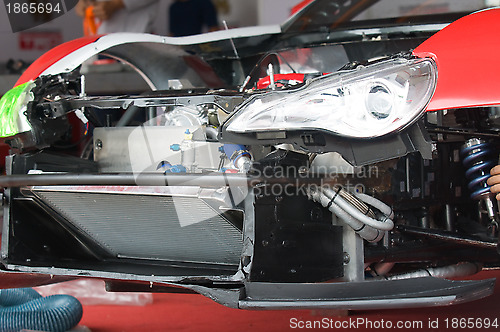 Image of Disassembled front of racing car