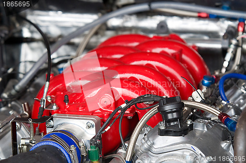 Image of V8 racing car engine