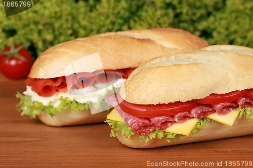 Image of Sandwiches with salami and smoked salmon