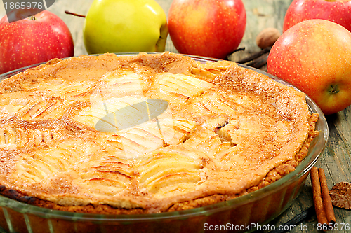 Image of Homemade apple pie closeup.