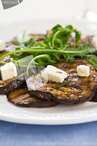 Image of Grilled Aubergine with Feta and Rocket salad