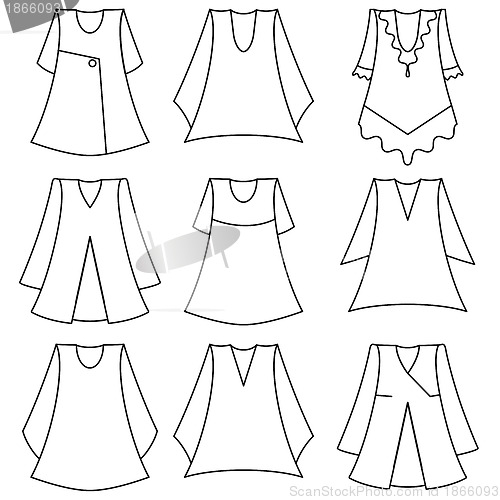 Image of Vector set of fashionable  dresses for girl