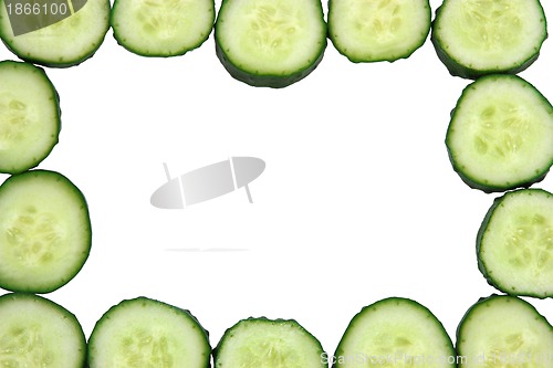 Image of Framed with cucumbers isolated on white background