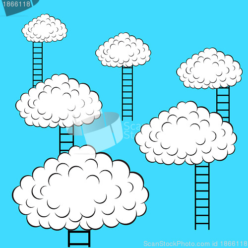 Image of Clouds with stairs, vector illustration