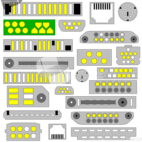 Image of  video, audio and telephone connectors