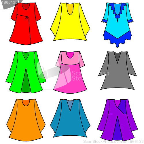 Image of Vector set of fashionable  dresses for girl