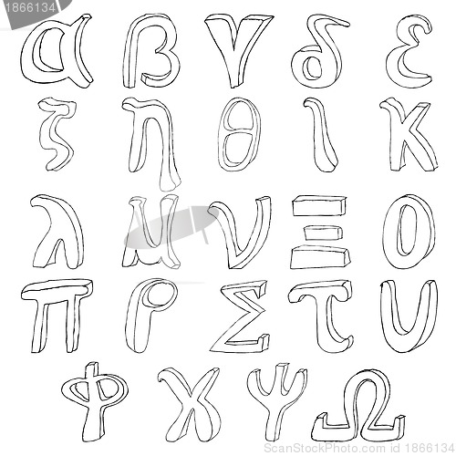 Image of Hand drawing greek alphabet 