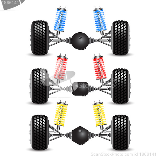 Image of Set rear suspension car with different gearing. 