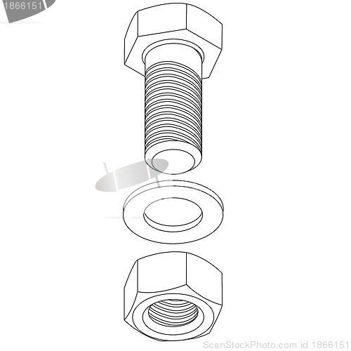 Image of Stainless steel bolt and nut. Vector illustration.