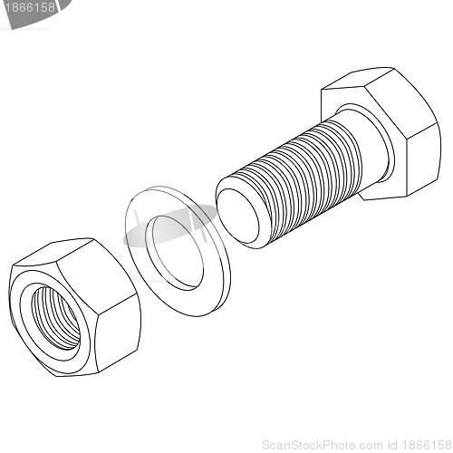 Image of Stainless steel bolt and nut. 