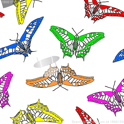 Image of Butterflies seamless wallpaper. Vector illustration.