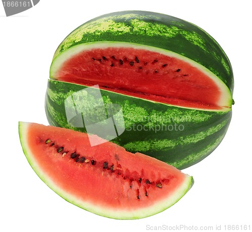 Image of Fresh watermelon and slices isolated 