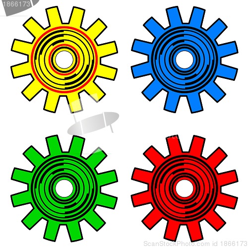 Image of Colors  gears on white background vector