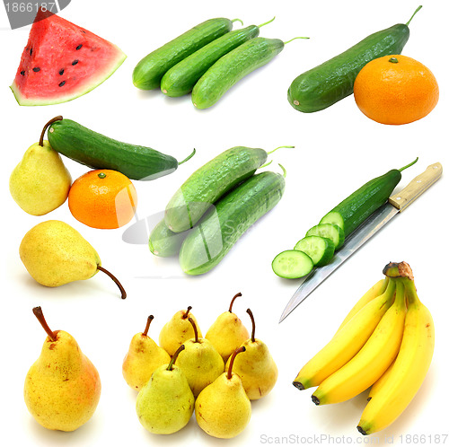 Image of Set of fruits and vegetables isolated on white background