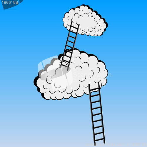 Image of Clouds with stairs, vector illustration