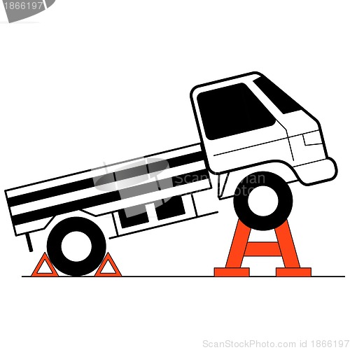 Image of Device for lifting a car repair. Vector illustration.