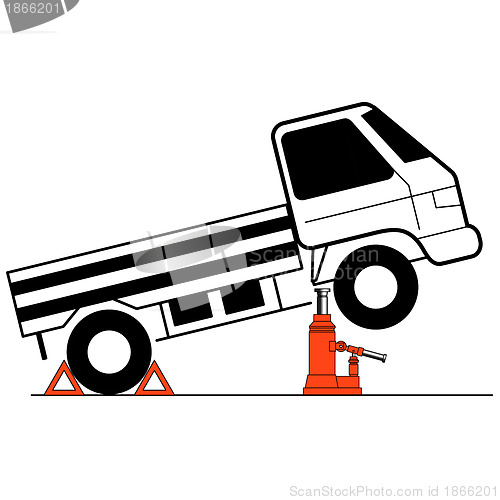 Image of Device for lifting a car repair. Vector illustration.