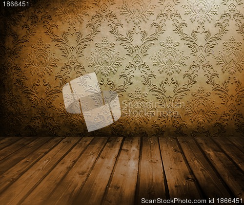 Image of room with old wallpaper