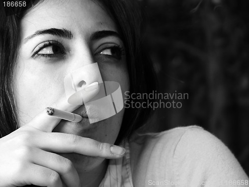 Image of B&W Smoking Woman