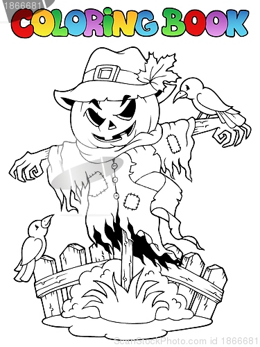 Image of Coloring book Halloween scarecrow