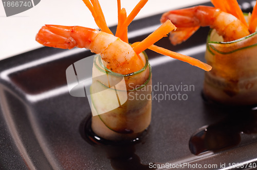 Image of colorful  prawn shrimps appetizer snack