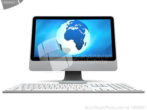 Image of Blue Earth on computer screen