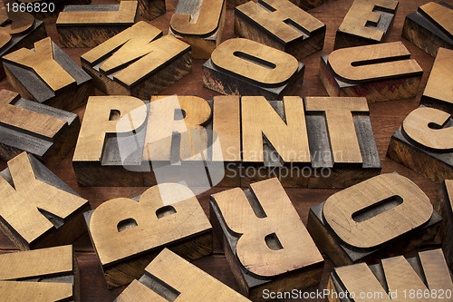 Image of print concept in wood type
