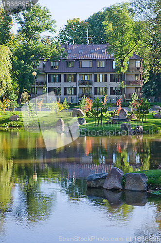Image of Garden in the Japanese style during autumn time