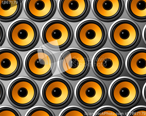 Image of orange speakers wall