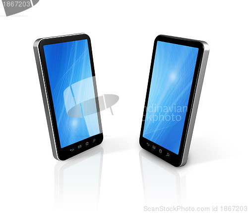 Image of two connected mobile phones