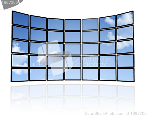 Image of Wall of flat tv screens