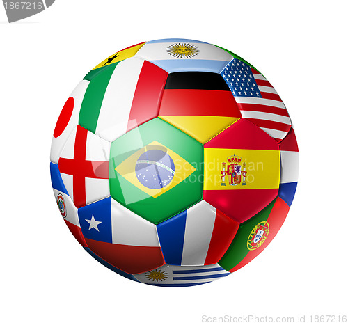 Image of Football soccer ball with world teams flags