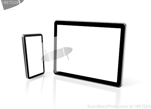 Image of mobile phone and digital tablet pc computer