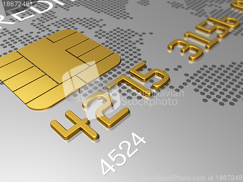 Image of Silver credit card, macro 3D render