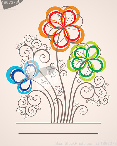 Image of Colorful background with abstract flowers