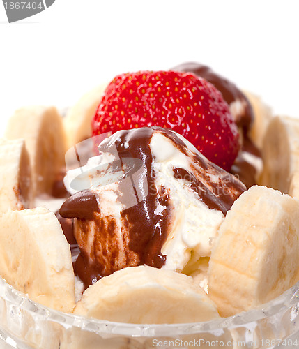 Image of Ice Cream with Strawberries and Bananas