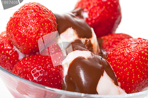 Image of Ice Cream with Strawberries and Chocolate