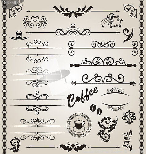 Image of Set floral ornate design elements (7)