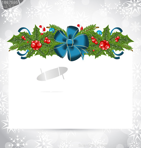 Image of Christmas elegant card with holiday decoration