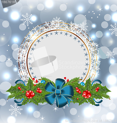 Image of Christmas holiday decoration with greeting card