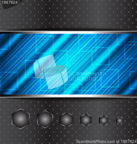 Image of Techno abstract blue background, striped texture