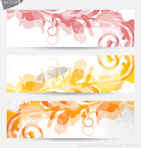 Image of Set floral templates with changing autumnal colors