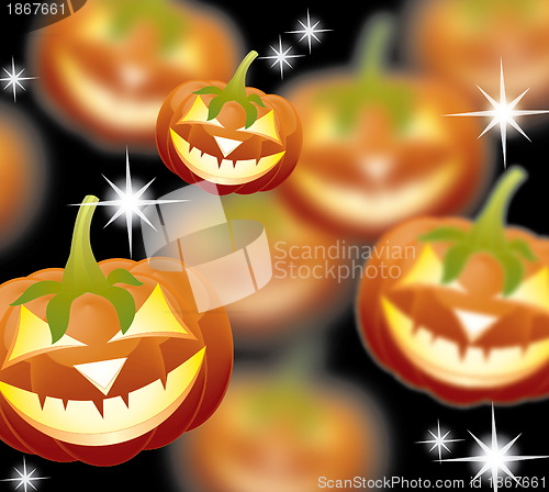 Image of Halloween pumpkins, Jack of the Lantern on night background, EPS10 